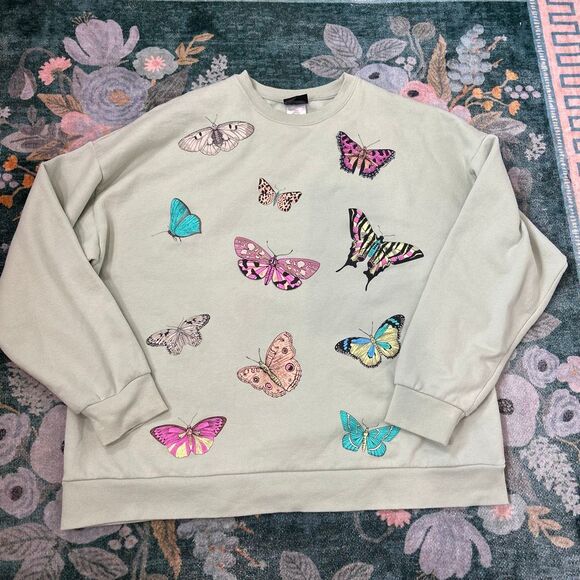 Womens butterfly crewneck sweatshirt XL Graphic Cozy Sweater Extra large insect - Picture 3 of 10